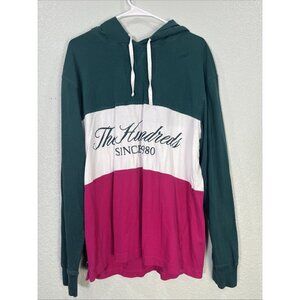 The Hundreds Hooded Shirt Mens XL Green Colorblock Embroidered Logo Streetwear